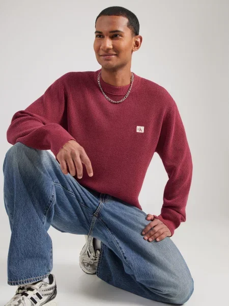 Calvin Klein Jeans Sveter CLSC tmavočervená