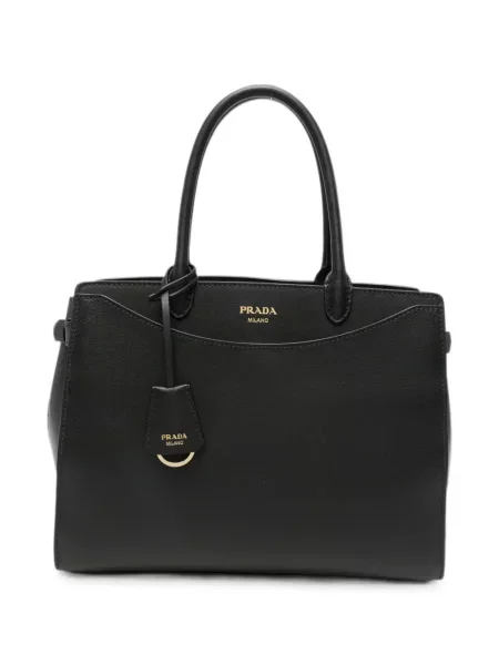 Geantă shopper Prada din piele cu autograf negru