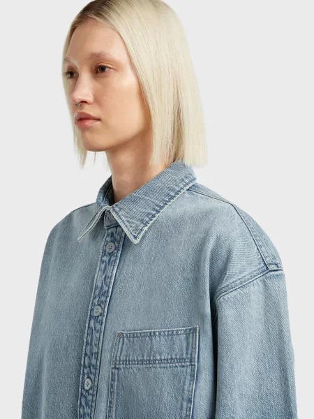 Макси рубашка G-star Raw голубая