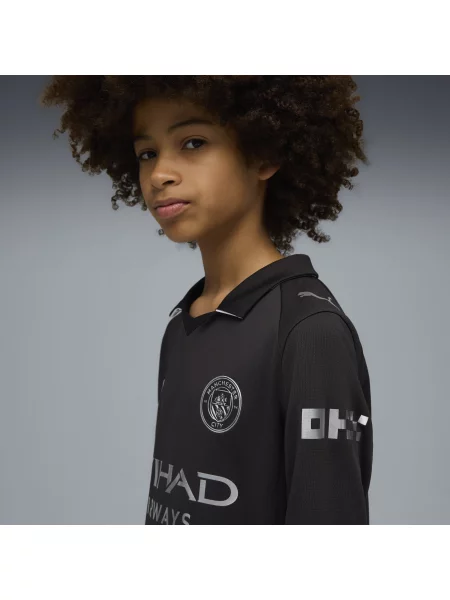 PUMA Młodzieżowa koszulka wyjazdowa z długim rękawem Manchester City Odzież czarny