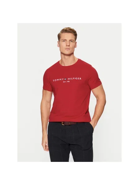 Tommy Hilfiger Marškinėliai Tommy Logo Slim Fit raudona