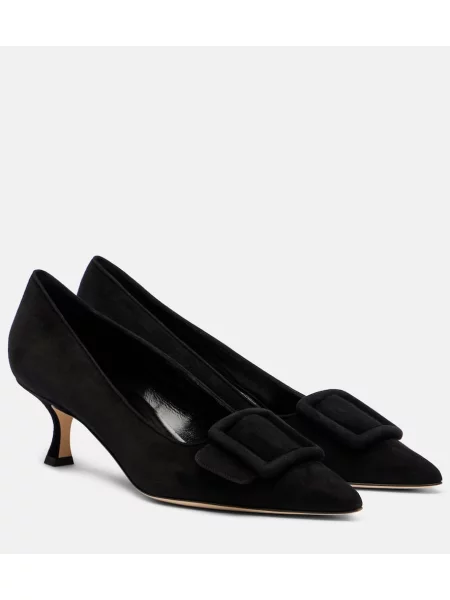 Pantofi cu toc Manolo Blahnik din piele de căprioară negru