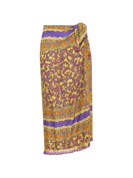 Fustă midi Maliparmi cu imagine cu model paisley galben