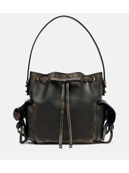 Geantă bucket Acne Studios din piele maro