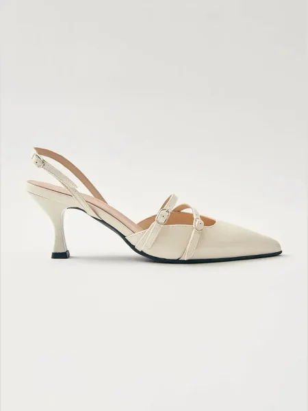 Кожени обувки с дебел Alohas Joelle с нисък с отворена бежово