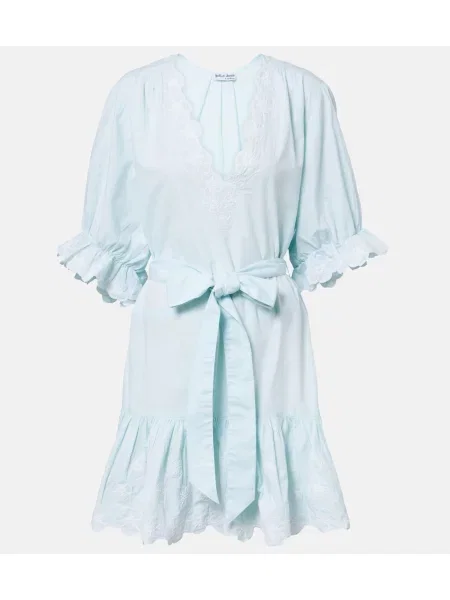 Rochie Juliet Dunn cu broderie din poplin albastru