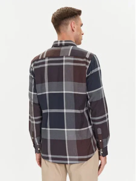 Košulja Barbour Dunoon Tailored Tartan Shirt tamno regular s button-down ovratnikom plava