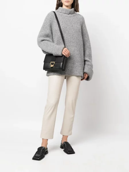 Iš natūralios odos satchel Coccinelle juoda