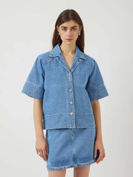 YAS Bluză YASCECI denim albastru