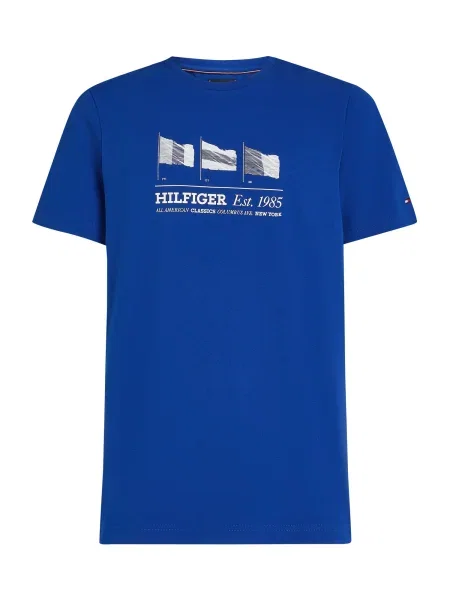 TOMMY HILFIGER Tricou albastru alb