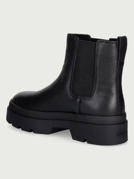 Calvin Klein Bőr bokacsizma fekete