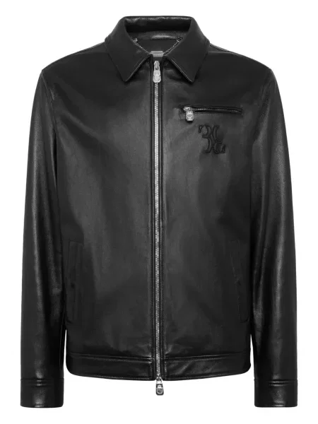 Geanta de piele Billionaire cu broderie negru
