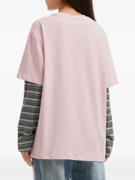 Top Mini Cream cu decolteu rotund roz