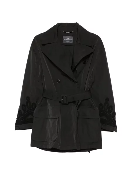 Palton Ermanno Scervino cu broderie cu două rânduri de nasturi negru
