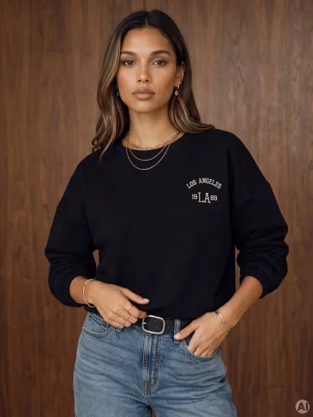 Bluza oversize z haftem Dstreet czarna