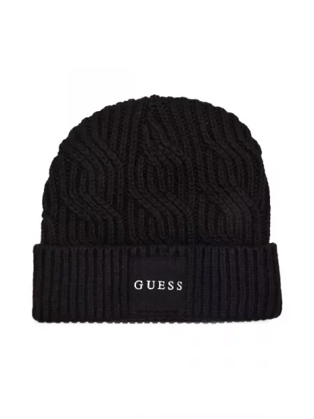 GUESS Căciulă CABLE cu adaos de lână negru