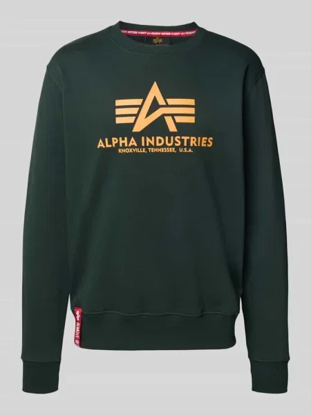 Bluza o kroju regular fit z nadrukiem z logo Alpha Industries zielona