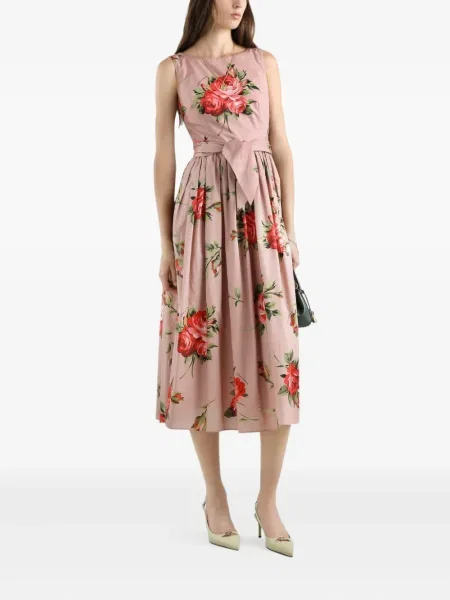 Gėlėtas raštuotas kostiumas suknele Dolce & Gabbana rožinė