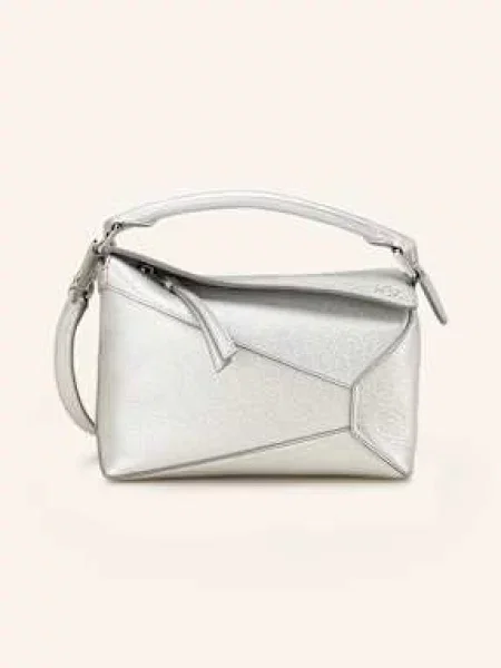 Loewe Torba Na Ramię Puzzle Edge Small silber srebrna
