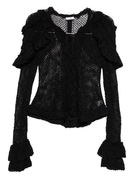 Top Judy Turner cu volane negru