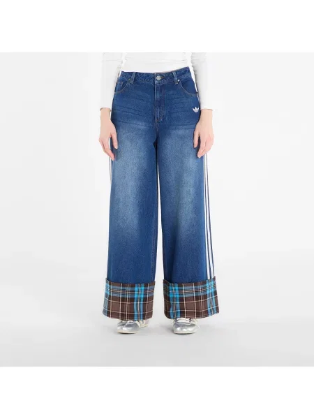 Szerokie wielobarwność spodnie Adidas Originals w kratkę