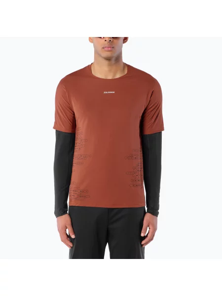 Tricou de alergare pentru bărbați Salomon Sense Aero GFX Tee SS burnt umber/coffee bean