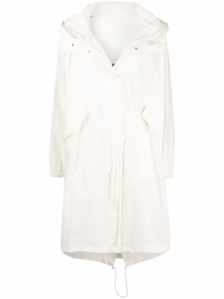 Płaszcz Jil Sander z kapturem z nadrukiem biały