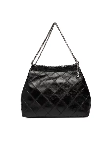 Tory Burch Torbica Fleming Soft Distressed Hobo Bag crna