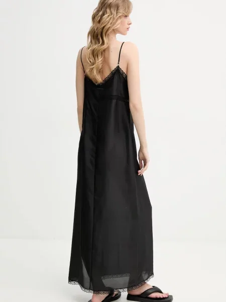 Maison Margiela rochie de mătase negru