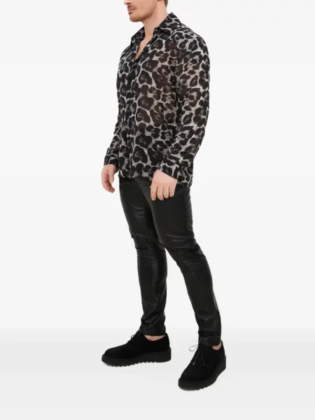 Cămașă Tessitura cu imagine cu model leopard negru