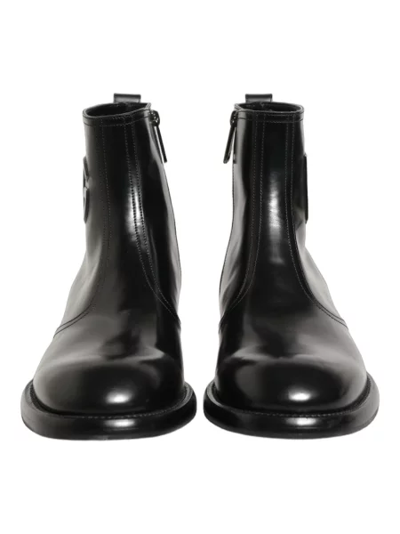 Botki Dolce And Gabbana skórzane z logo czarne