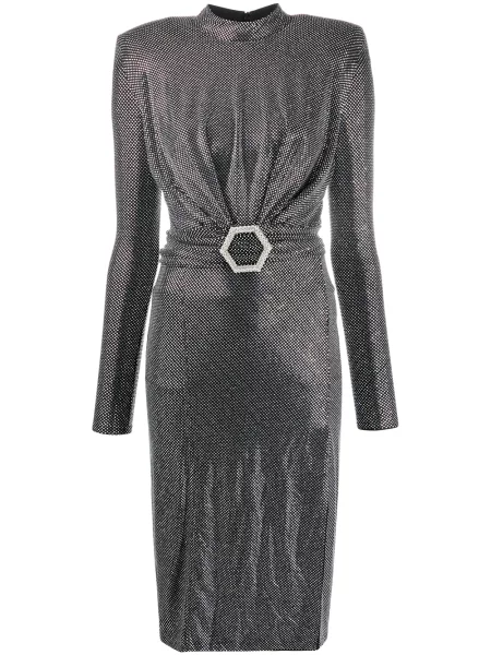 Rochie maxi Philipp Plein de cristal lungă de costum negru