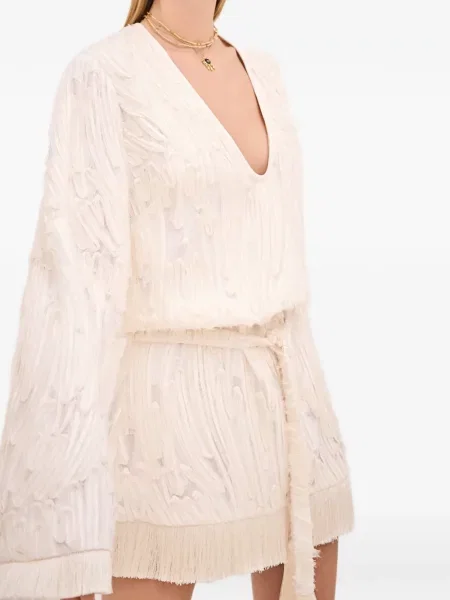 Rochie mini Alexis cu decolteu în V de costum alb