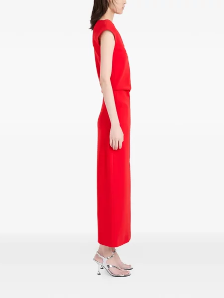 Костюм миди рокля Proenza Schouler от креп до коляното червено