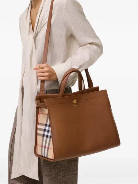 Καρό τσάντα shopper Burberry καφέ
