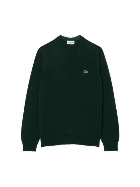 Sweter Lacoste z okrągłym dekoltem zielony