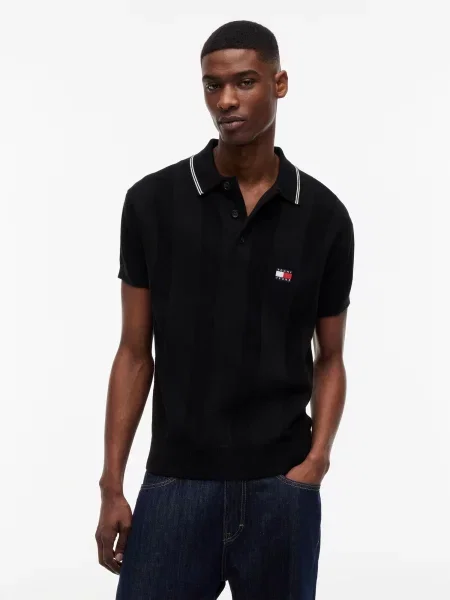 Tommy Jeans Pulover negru alb