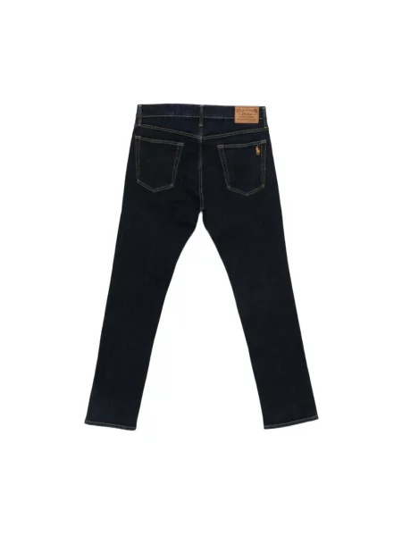 Lniane jeansy straight leg Polo Ralph Lauren niebieskie