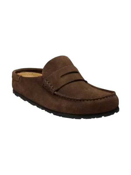 Klapki Birkenstock skórzane brązowe