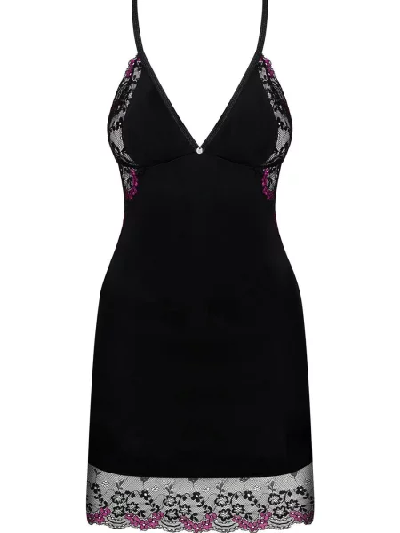 Эротическая сорочка с трусиками стринг Комплект_Obsessive_Vanessme_chemise чорна