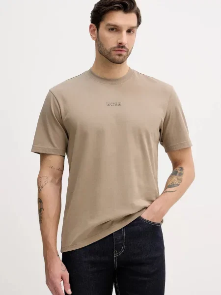 BOSS Green tricou bărbați Tee 10 bej