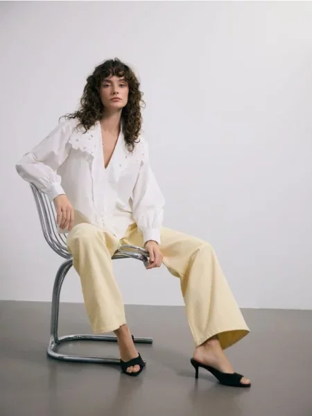 Reserved Blugi wide leg galben