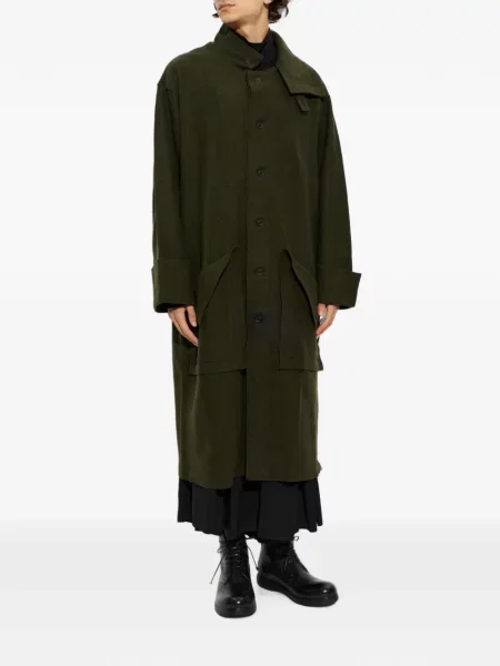 Παλτό Yohji Yamamoto με όρθιο γιακά πράσινο