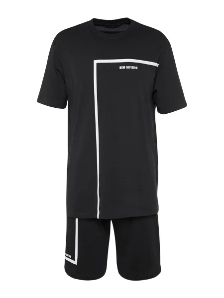 Trendyol Pijama scurtă negru alb