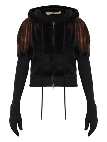 Aksamitna bluza z kapturem Knwls brązowa