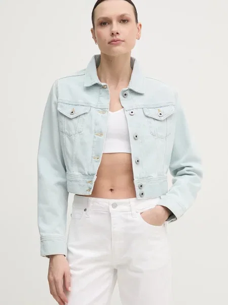 Дънково яке Pepe Jeans CROPPED JACKET преходен модел синьо