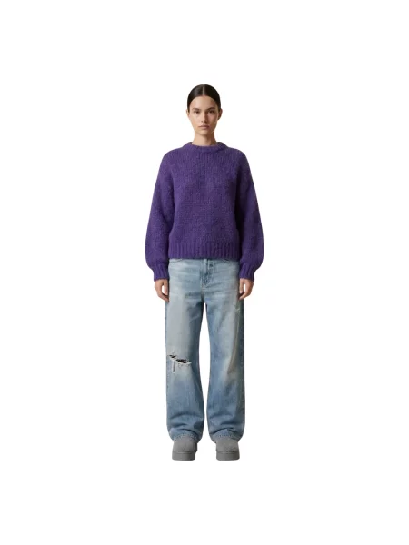 Sweter American Dreams wełniany fioletowy