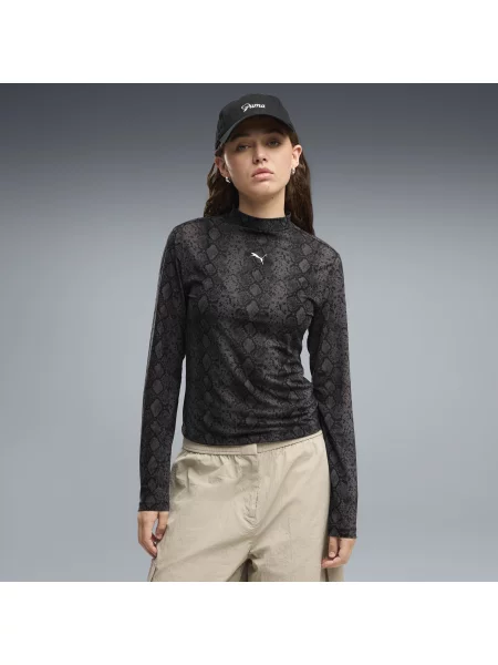 PUMA siateczkowa koszulka Snake Pack z nadrukiem Odzież S czarny