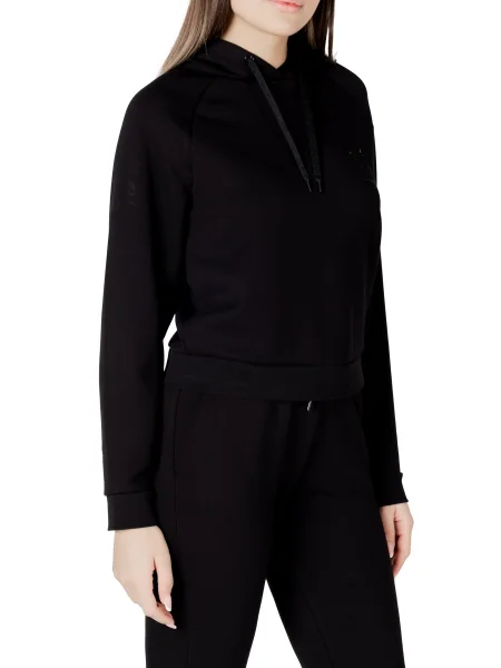 Bluza z kapturem Armani Exchange z kapturem z kryształkami czarna