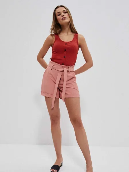 Pantaloni scurți Moodo cu legături alb